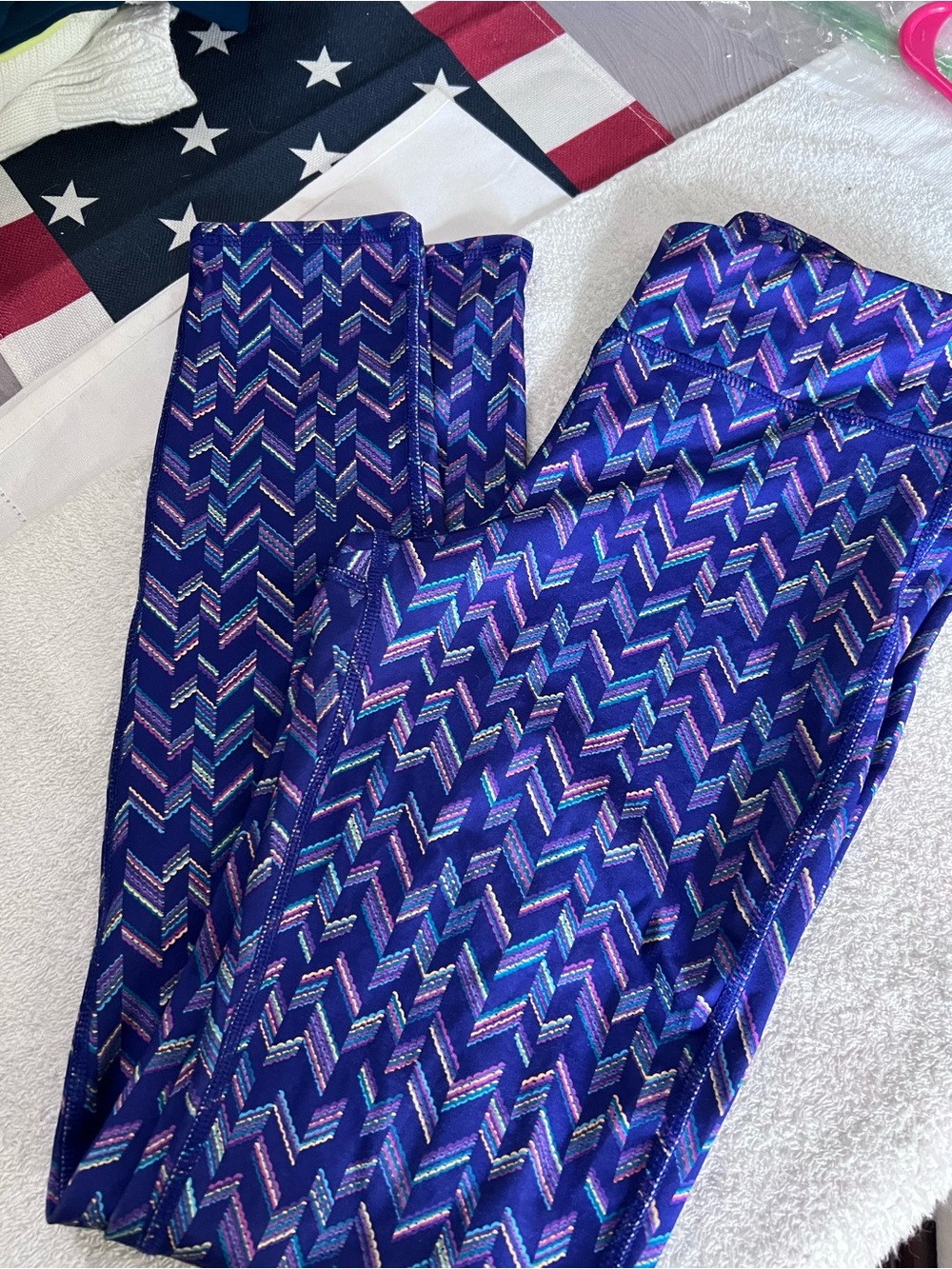 Old Navy Active Go-Dry Girls XL 14 Multicolor Chevron Print Athletic Leggings